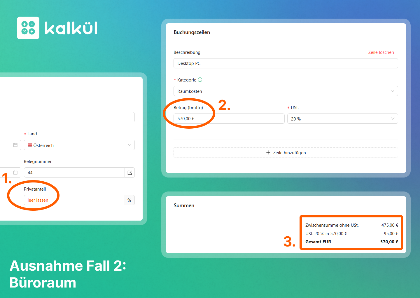 Privatanteil buchen - Ausnahmefall Büroraum